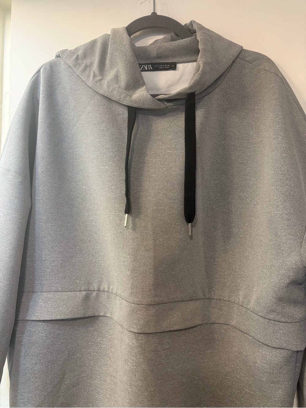 ZARA Oversized Hoodie Gray Size Small Soft Minimalist Streetwear Pullover - Picture 3 of 8